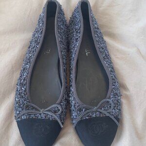Chanel Cotton Tweed & Grosgrain Ballerina Flats 42